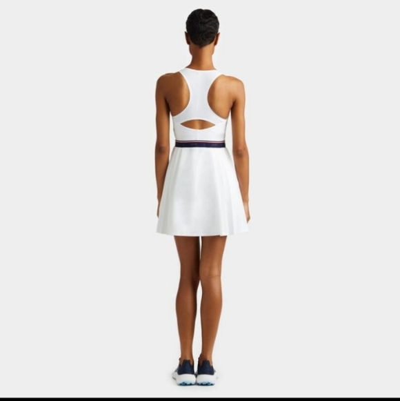 G/FORE RACERBACK STRETCH OPS PLEATED TENNIS DRESS WITH SHORT In Snow - Picture 3 of 16